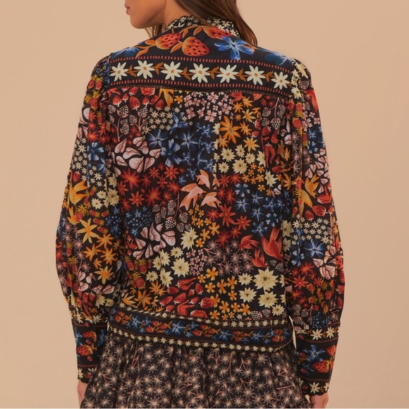 Farm rio Black Jujus Garden Blouse strawberry size small - Picture 2 of 10